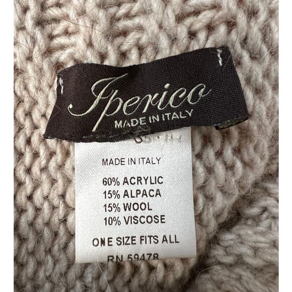 Neiman Marcus O/S LUXURY Italian Wool Alpaca Turtleneck Sweater Poncho Shawl Tan - Picture 7 of 7